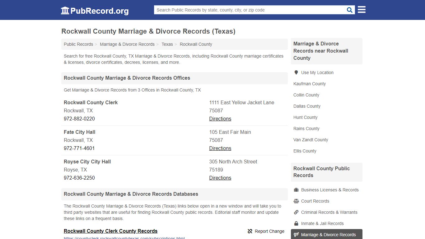 Rockwall County Marriage & Divorce Records (Texas)